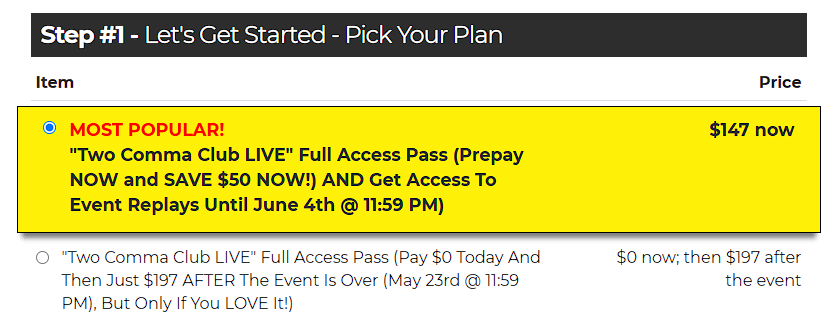invisible funnel price example