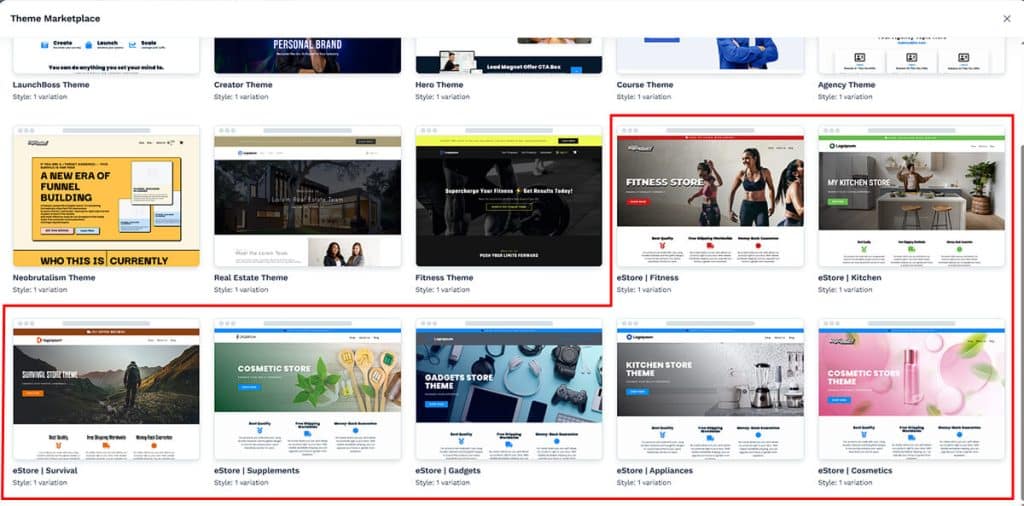 clickfunnels estore theme