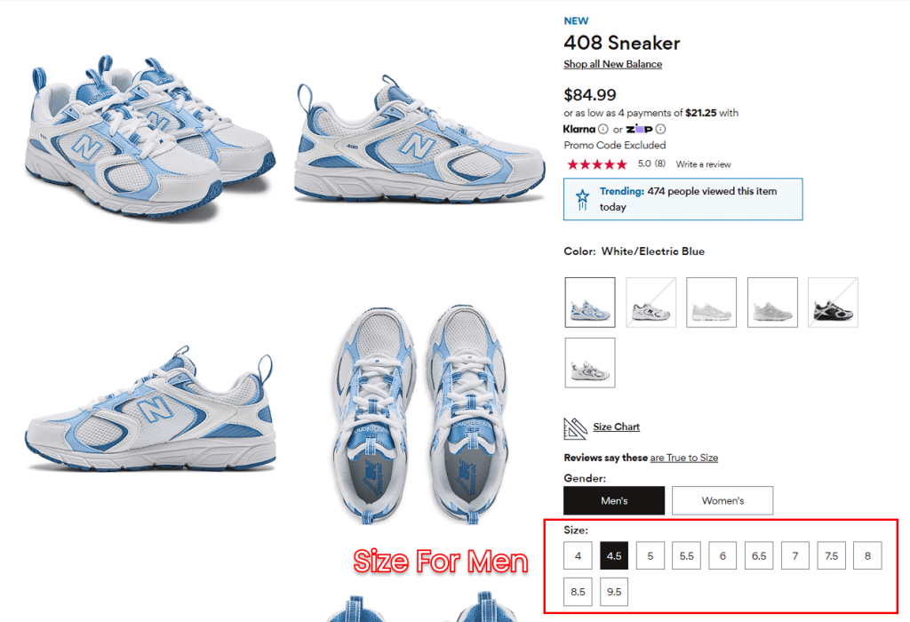 sneaker store example 11 variant per product option