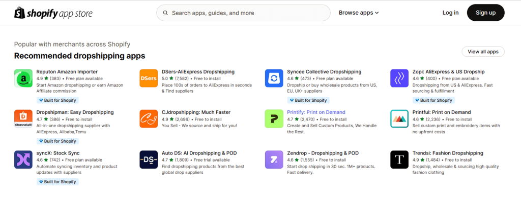 shopify dropshipping apps