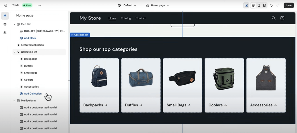 Shopify Drag and Drop builder