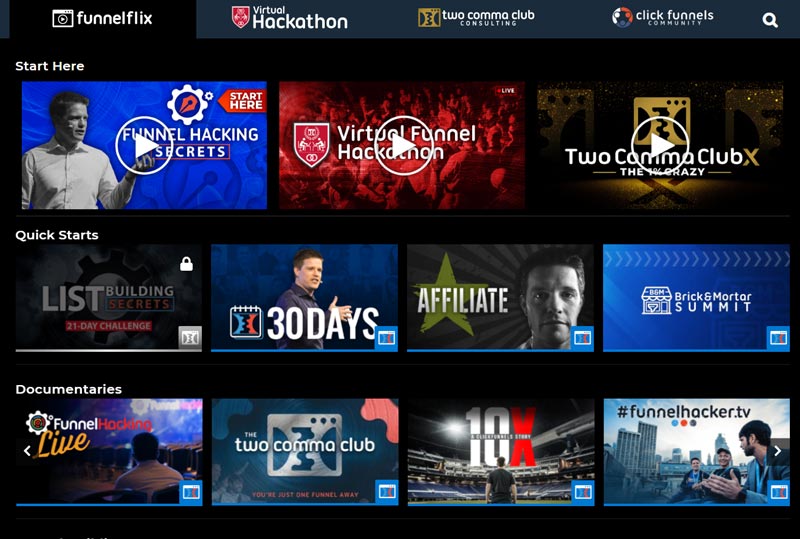 Funnelflix member areas