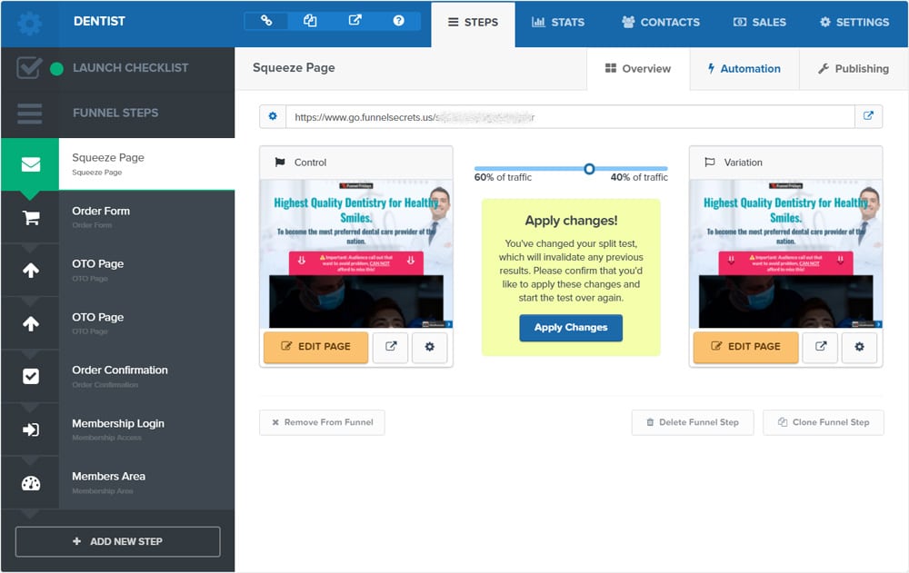 Clickfunnels split testing