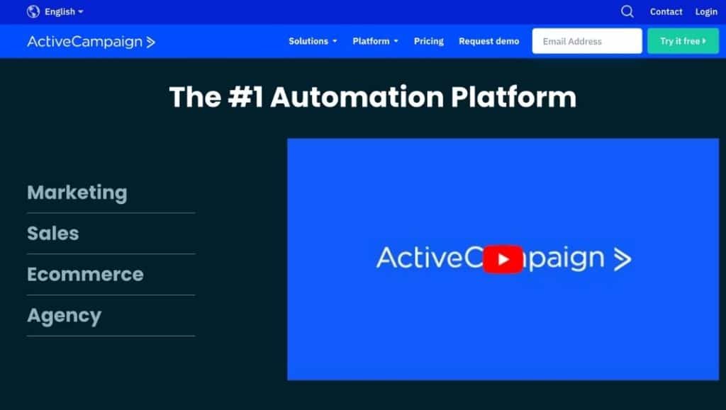 activeCampaign homepage