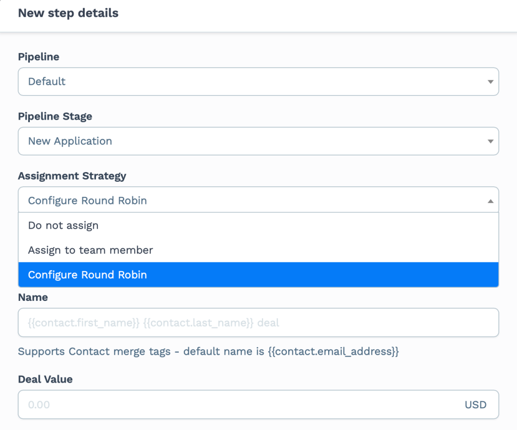 confige opportunity to pipeline state and assignment strategy