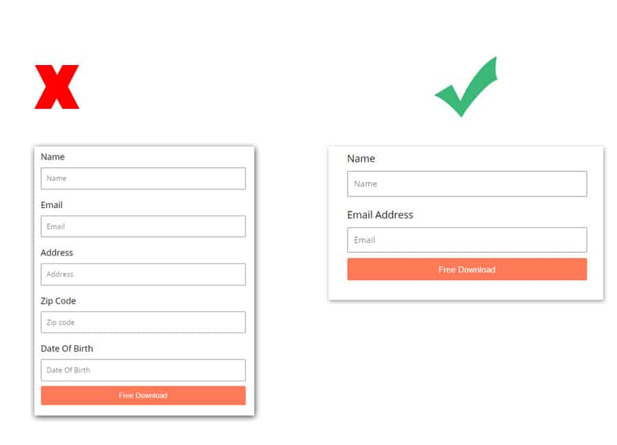 Tips for landing page reduce form fields