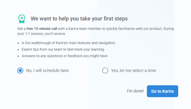 kartra onboarding call 1-1