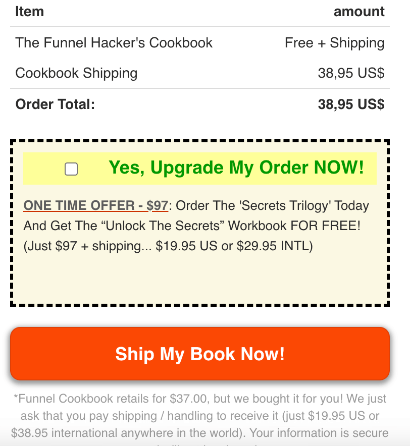 Funnel Hacker Cookbook review order bump