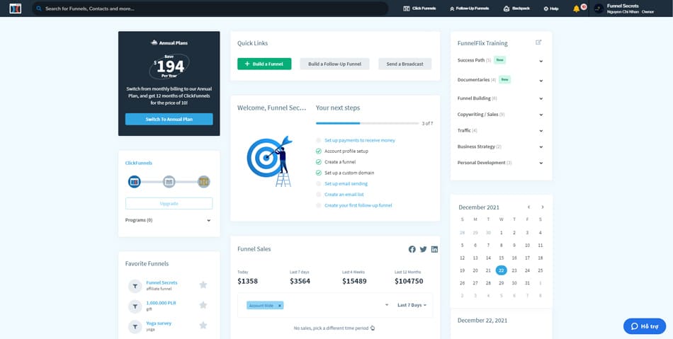 clickfunnels dashboard