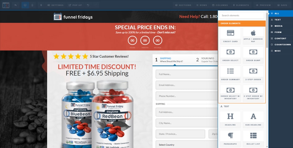 clickfunnels review landing page editor