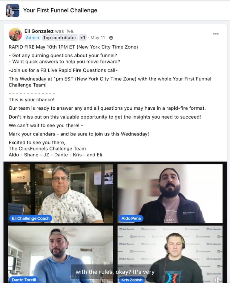 your first funnel challenge community