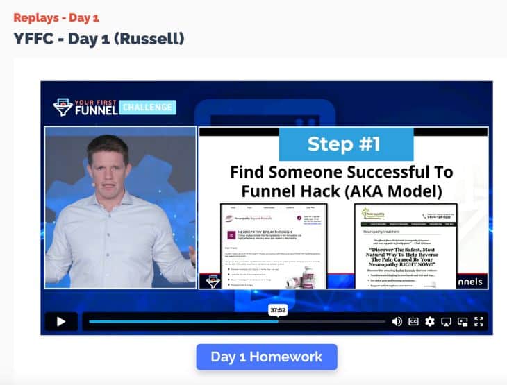 your first funnel challenge review day 1