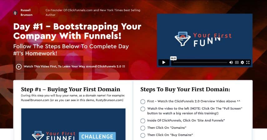 your first funnel challenge review the homework