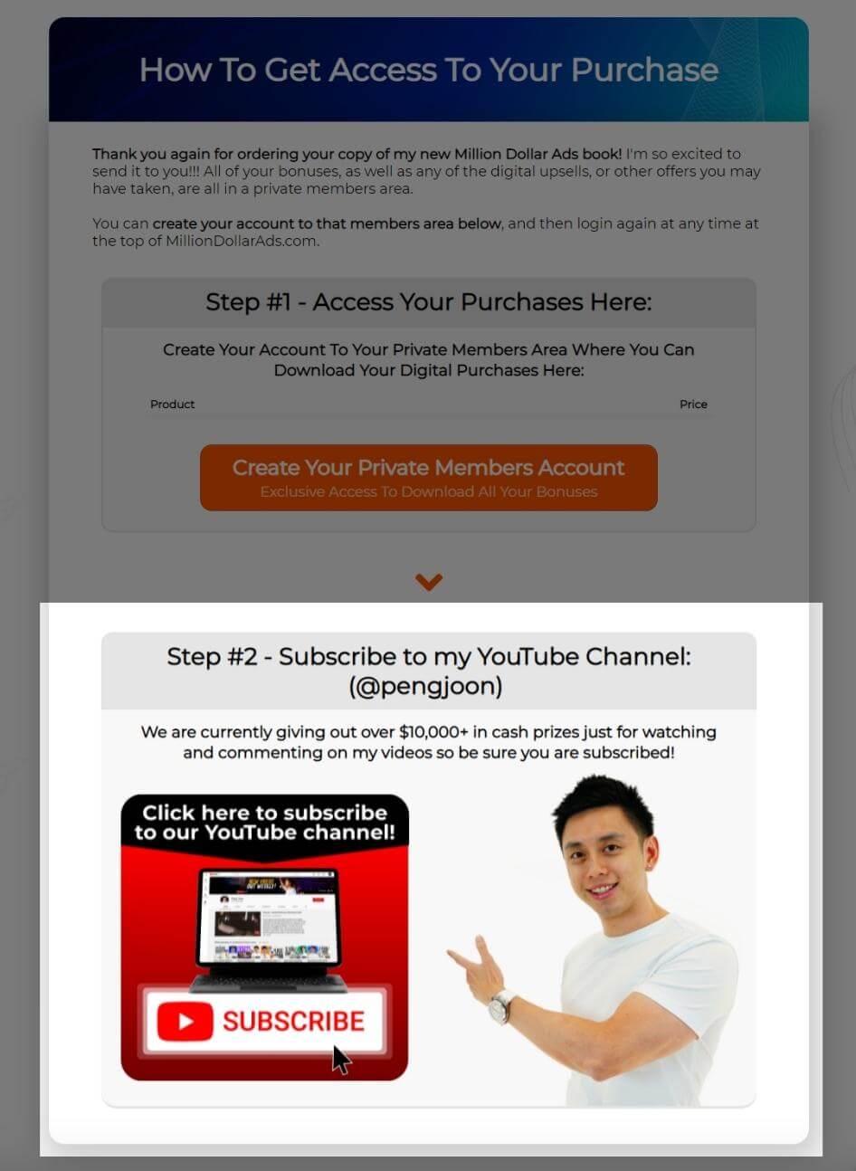 thank you page add social