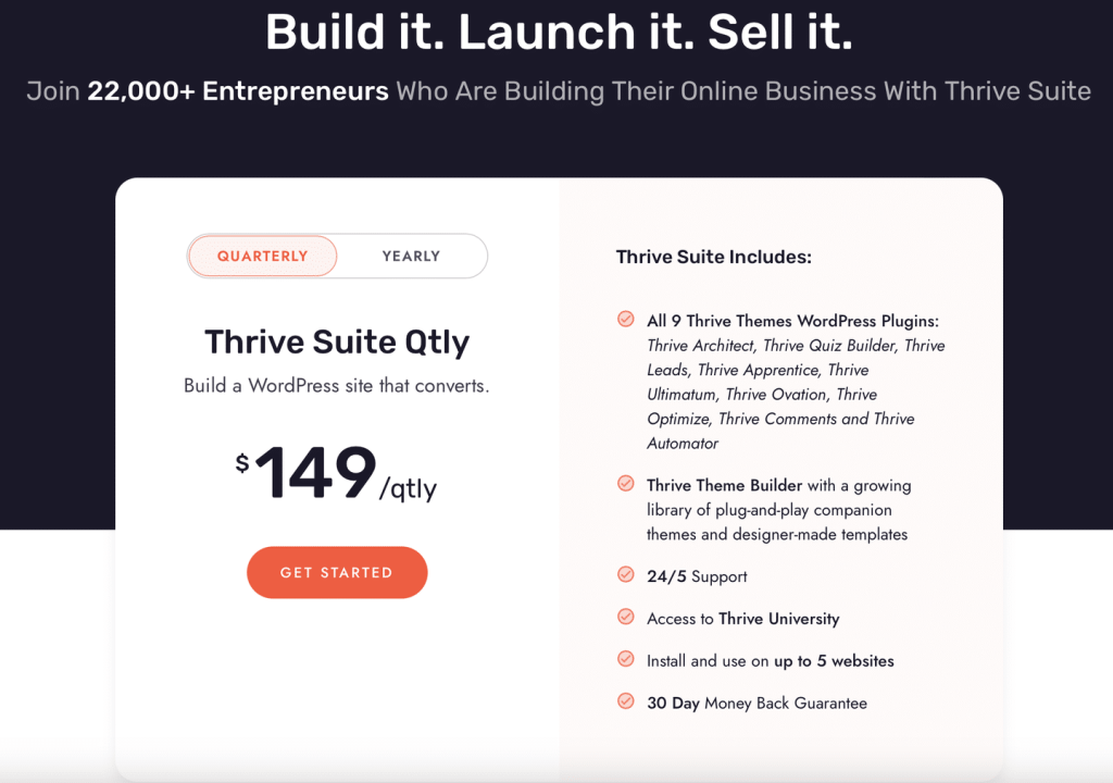 thrive suite pricing