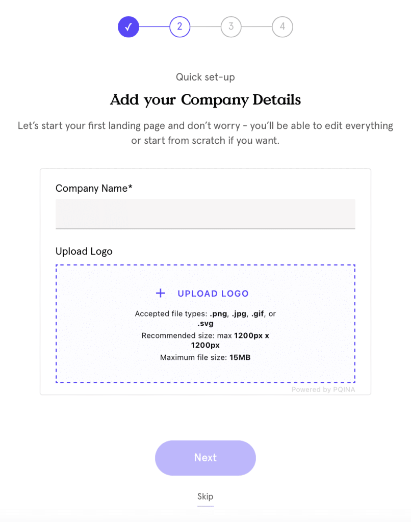 Add your company detail and logo on Leadpages