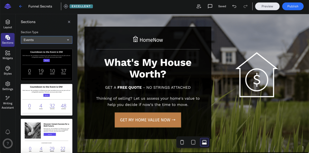 Leadpages review section templates