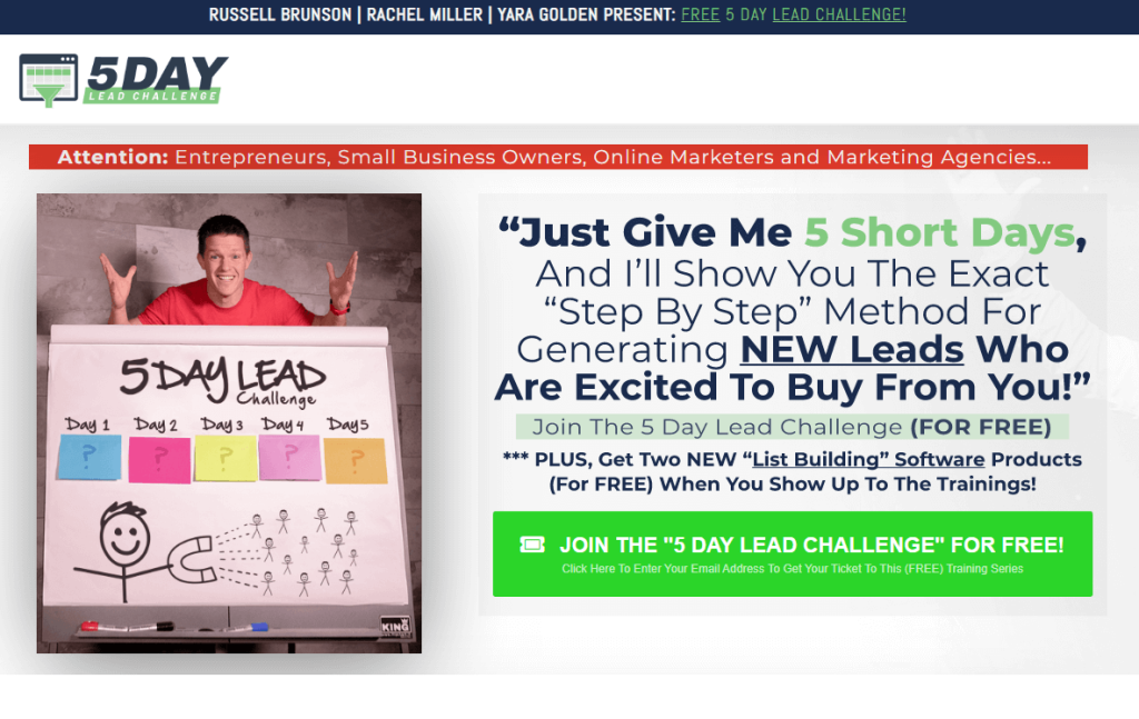5 day lead challenge home page