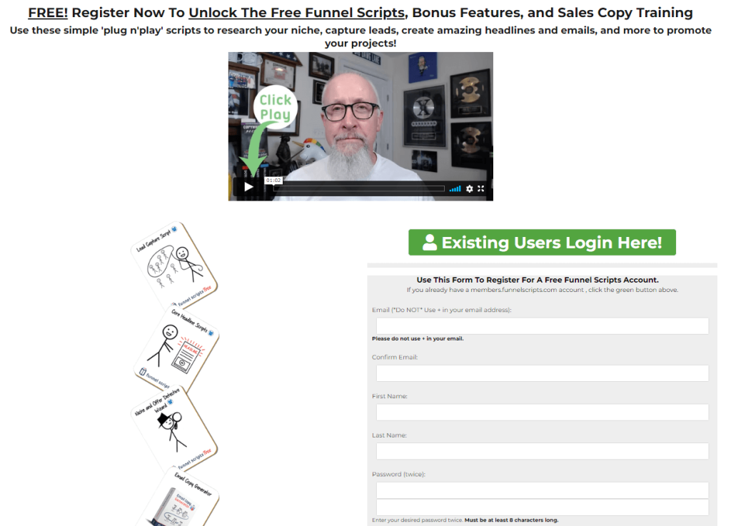 funnel scripts login page