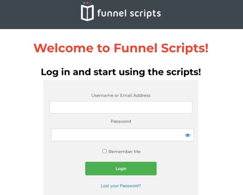 funnel scripts login