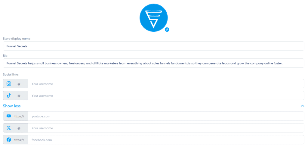 setting digital store in systeme.io