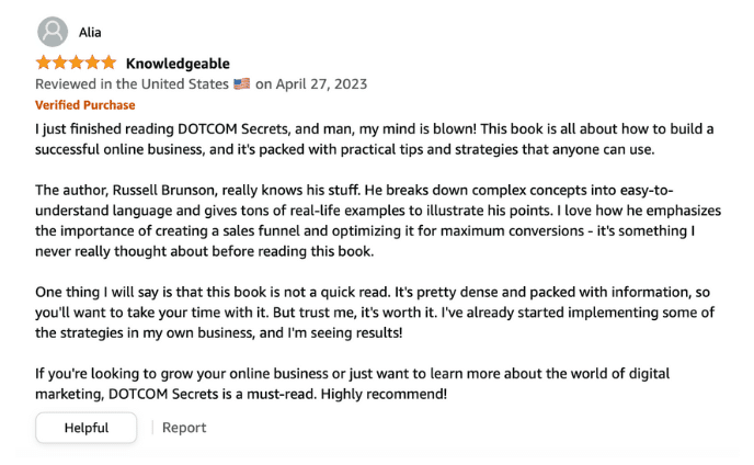 positive review example