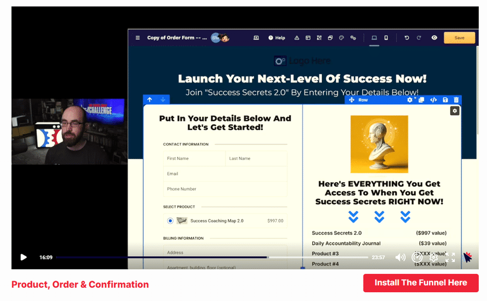 One funnel away challenge review mission 15: Building Product, Order Confirmation