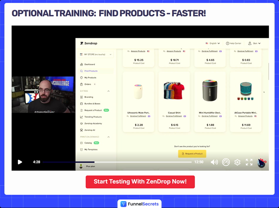 One Funel Away Challenge review: Set-up Ecommerce Business with Zendrop