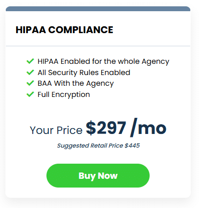 gohighlevel hipaa compliance pricing