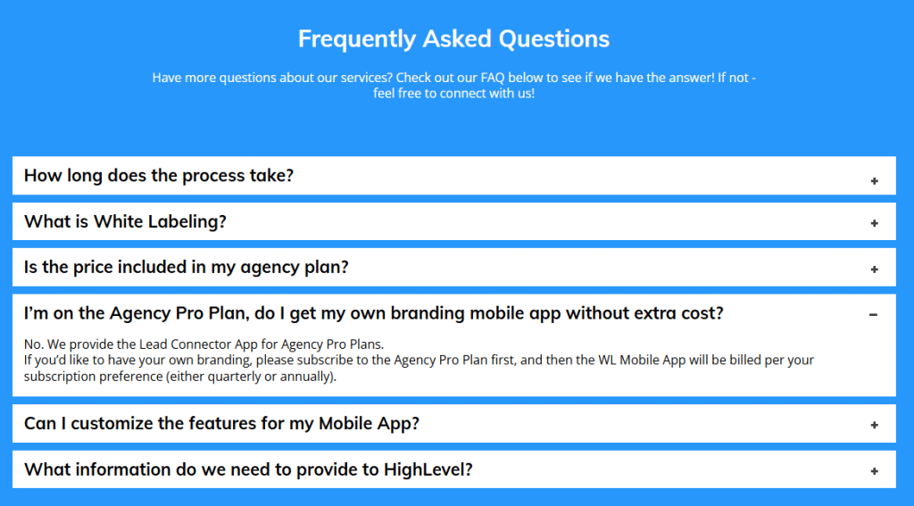 gohihglevel whitelabel mobile app pricing 2