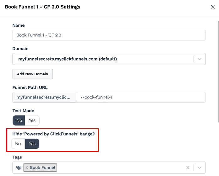 hide clickfunnels badge