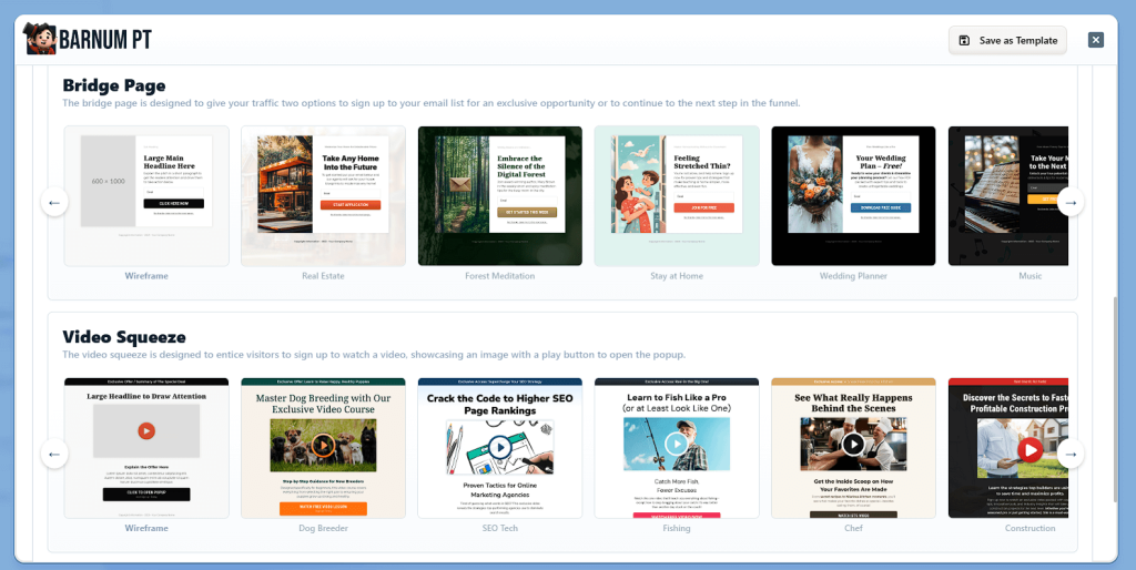 barnumpt landing page templates