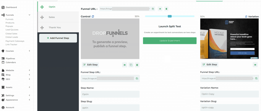 dropfunnels ab split test