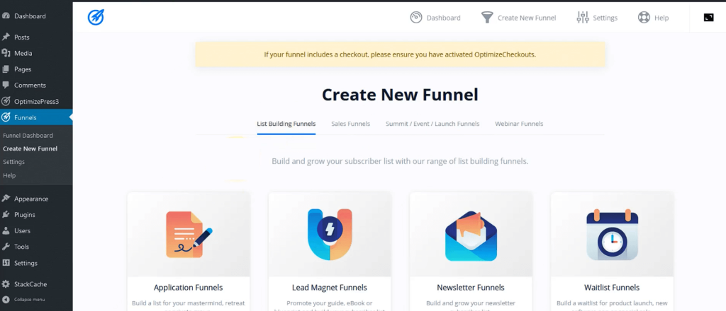 optimizepress funnel types