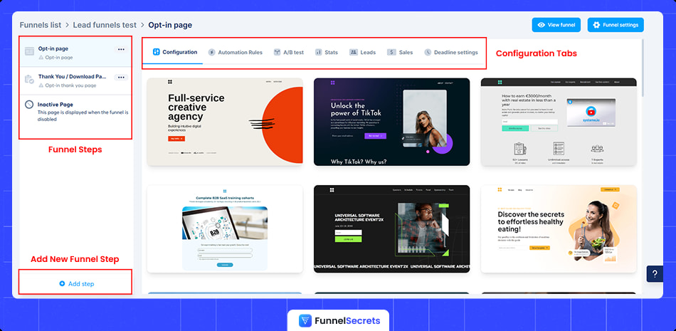 systeme.io funnel builder visual editor