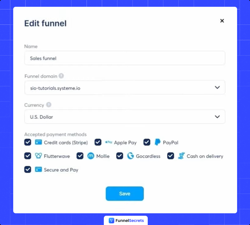 systeme io payment method