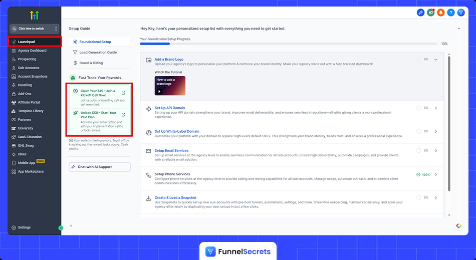 Gohighlevel discount $50  when upgrade to paid plan