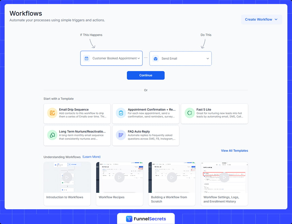 create workflow automation in Gohighlevel