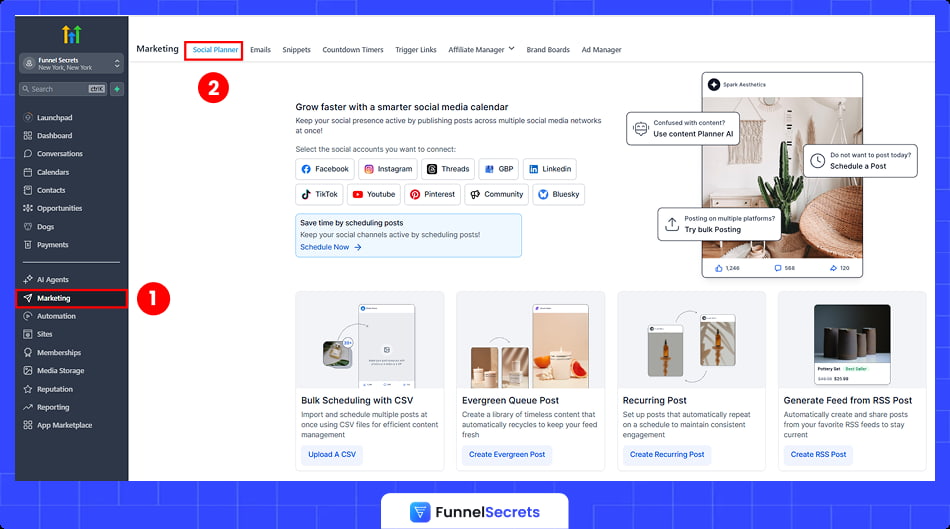 gohighlevel social planner