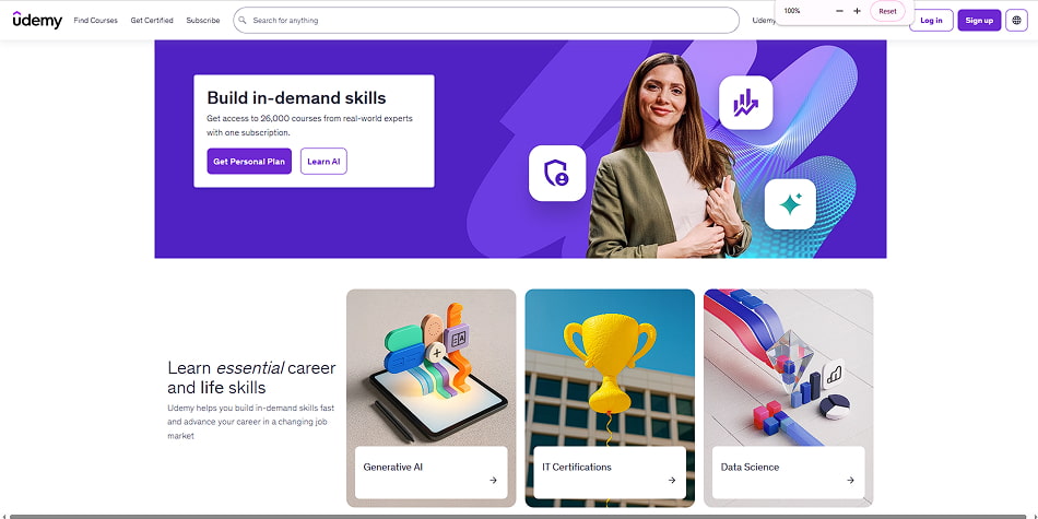 udemy homepage