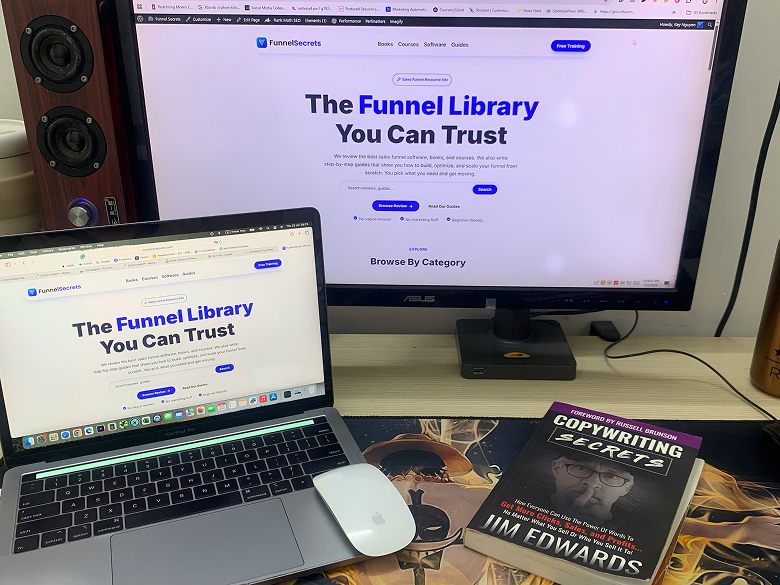 Copywriting Secrets book by Jim Edwards on my desk