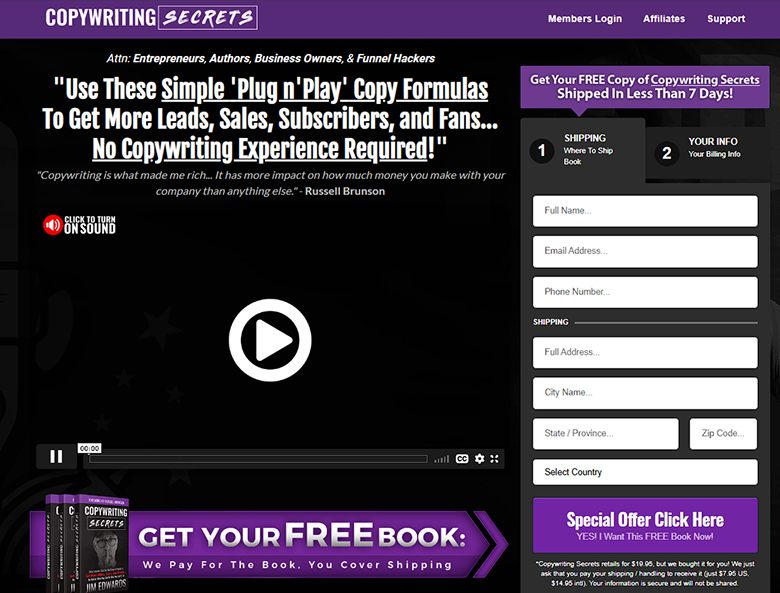 Copywriting Secrets book review sales page